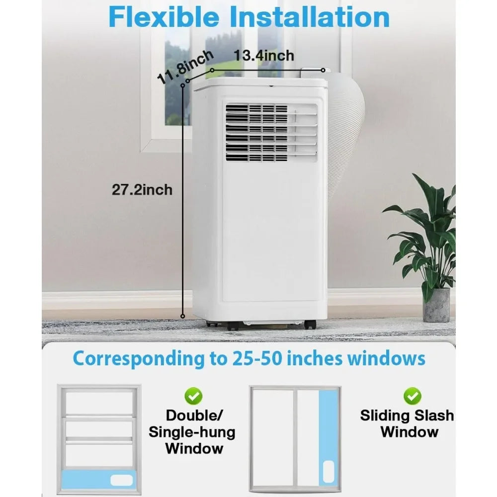 10000 BTU Portable Air Conditioner,Portable AC with Dehumidifier & Fan, 2 Fan Speeds, 24H Timer, Remote Control