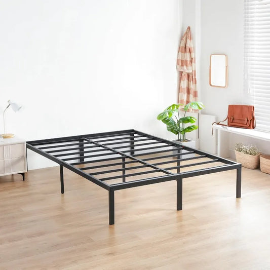 Olee Sleep 14 Inch Heavy Duty Steel Slat Anti-Slip Support, Easy Assembly Platform Bed Frame, Noise Free Steel Mattress