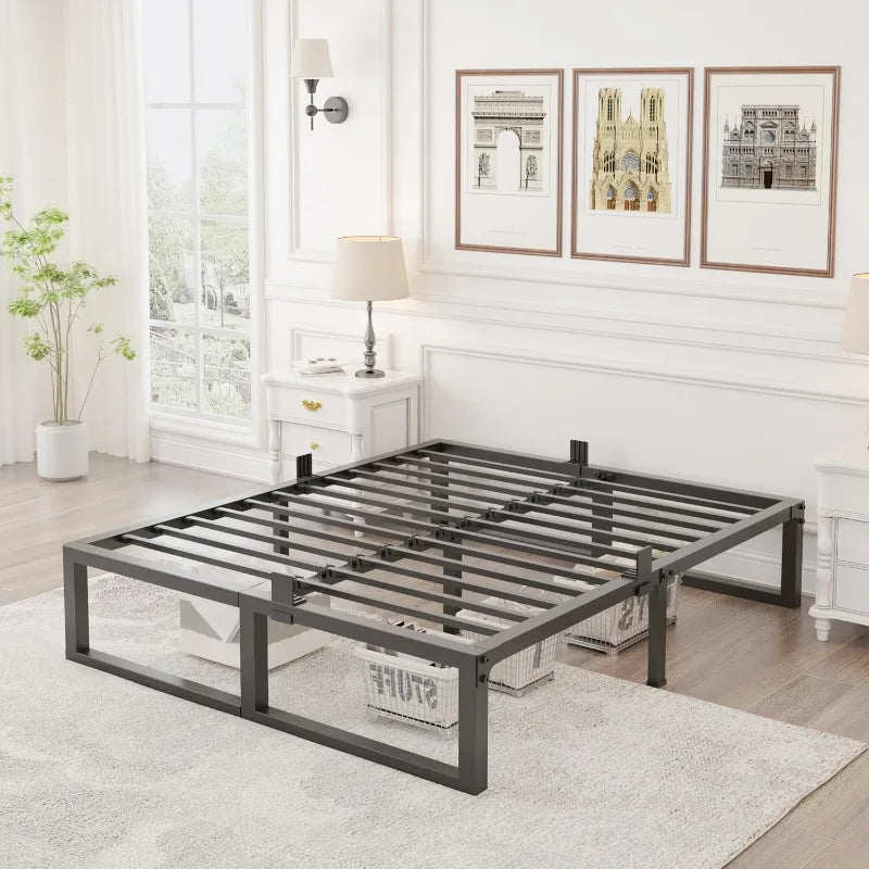 14 Inch Bed Frame,3500 Lbs Heavy Duty Metal Platform, Steel Slats Support/No Box Spring Needed/Noise Free/Non-Slip/Easy Assembly