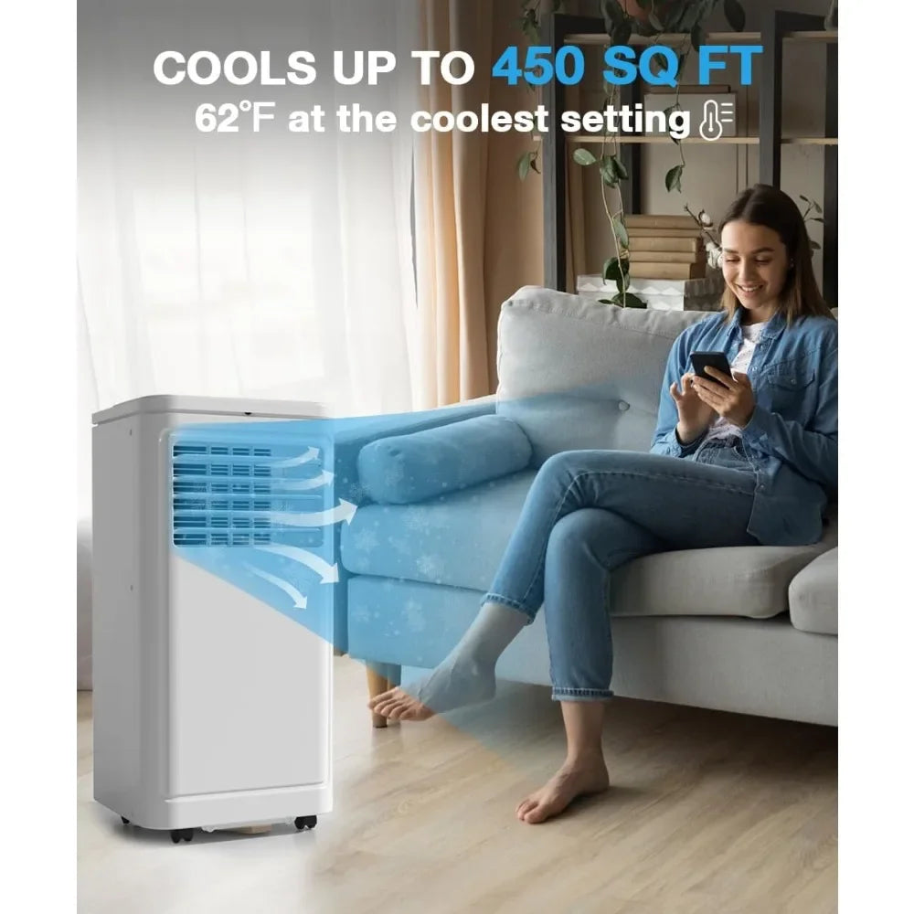 10000 BTU Portable Air Conditioner,Portable AC with Dehumidifier & Fan, 2 Fan Speeds, 24H Timer, Remote Control