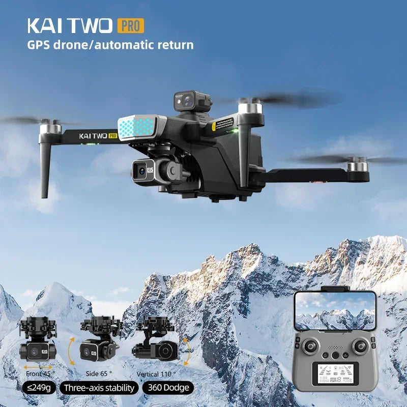 Kai 2 Pro Drone 2024 Latest Model with 4K Camera 360 Laser Obstacle Avoidance GPS Brushless Motor Foldable Functionality